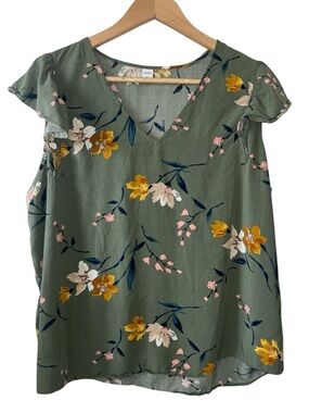 Old Navy Floral V-Neck Blouse Flutter Sleeves Women’s XL Girlhoodcore